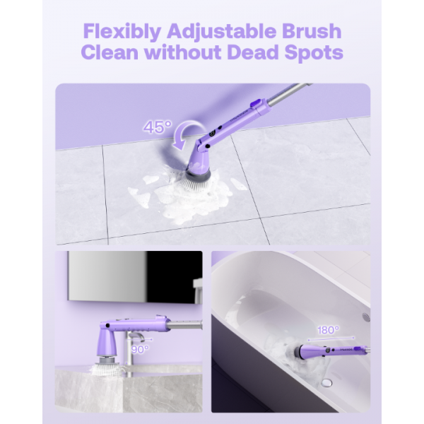 Trucozie Electric Spin Scrubber, Shower Scrubber Cordless with 6 Replacement Head(Purple)