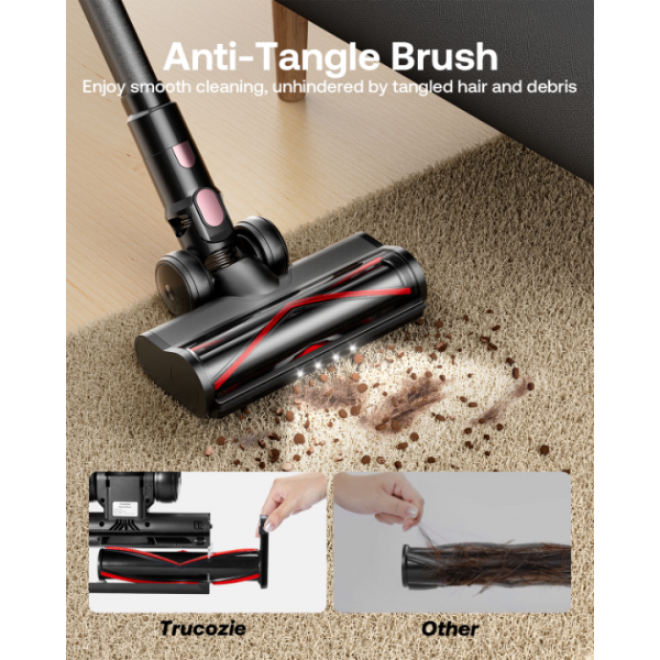 Cordless Vacuum Cleaner, 40Kpa 45Mins Vacuum Cleaners for Home, 8-in-1 Lightweight Stick Vacuum with Powerful Suction, Anti-tangle Wireless Vacuum for Carpet, Tile, Pet Hair, Hardwood Floors, Black