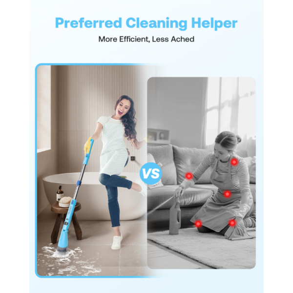 Trucozie Electric Spin Scrubber, Shower Scrubber Cordless with 6 Replacement Head(Blue)