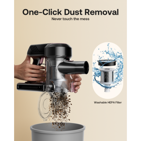 Cordless Vacuum Cleaner, 40Kpa 45Mins Vacuum Cleaners for Home, 8-in-1 Lightweight Stick Vacuum with Powerful Suction, Anti-tangle Wireless Vacuum for Carpet, Tile, Pet Hair, Hardwood Floors, Black