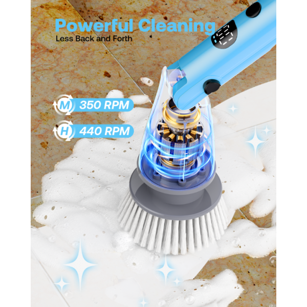 Trucozie Electric Spin Scrubber, Shower Scrubber Cordless with 6 Replacement Head(Blue)