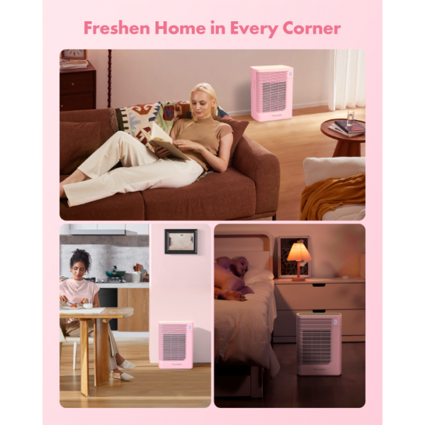 Air Purifier for Home Large Room Bedroom Up to 1937 Ft2 in 1 Hr (Pink)