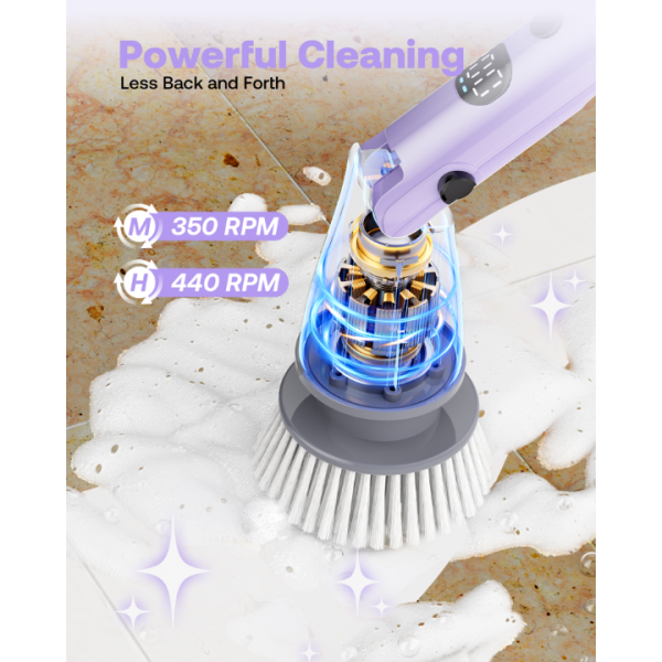 Trucozie Electric Spin Scrubber, Shower Scrubber Cordless with 6 Replacement Head(Purple)