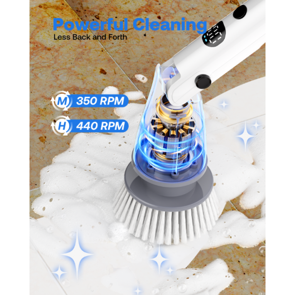 Trucozie Electric Spin Scrubber, Shower Scrubber Cordless with 6 Replacement Head(White)