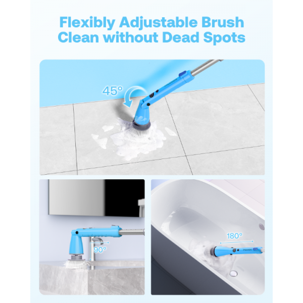 Trucozie Electric Spin Scrubber, Shower Scrubber Cordless with 6 Replacement Head(Blue)