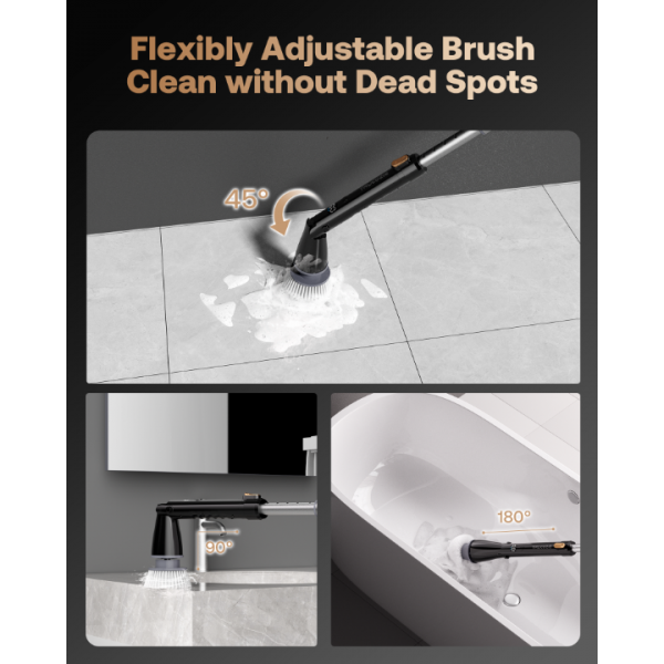 Trucozie Electric Spin Scrubber, Shower Scrubber Cordless with 6 Replacement Head(Black)
