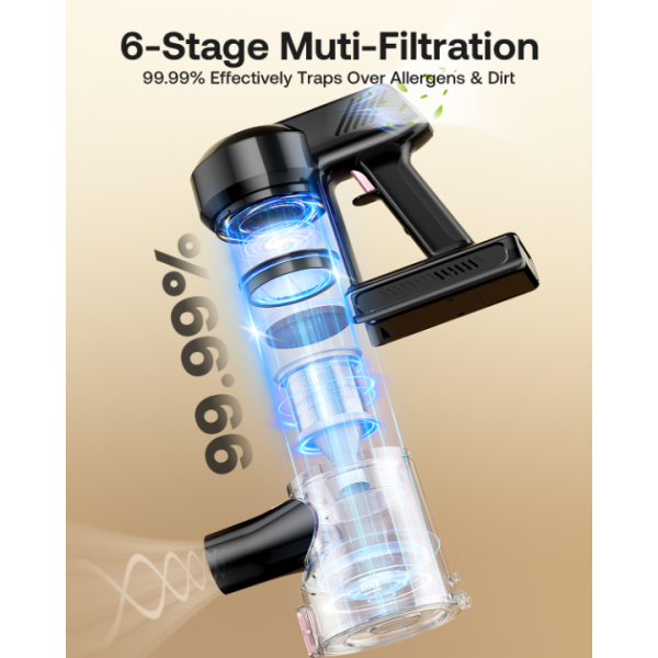 Cordless Vacuum Cleaner, 40Kpa 45Mins Vacuum Cleaners for Home, 8-in-1 Lightweight Stick Vacuum with Powerful Suction, Anti-tangle Wireless Vacuum for Carpet, Tile, Pet Hair, Hardwood Floors, Black