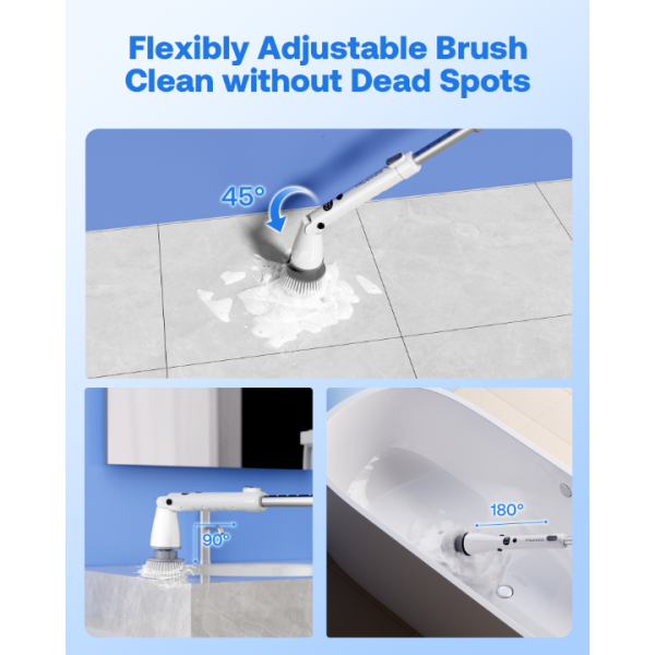Trucozie Electric Spin Scrubber, Shower Scrubber Cordless with 6 Replacement Head(White)