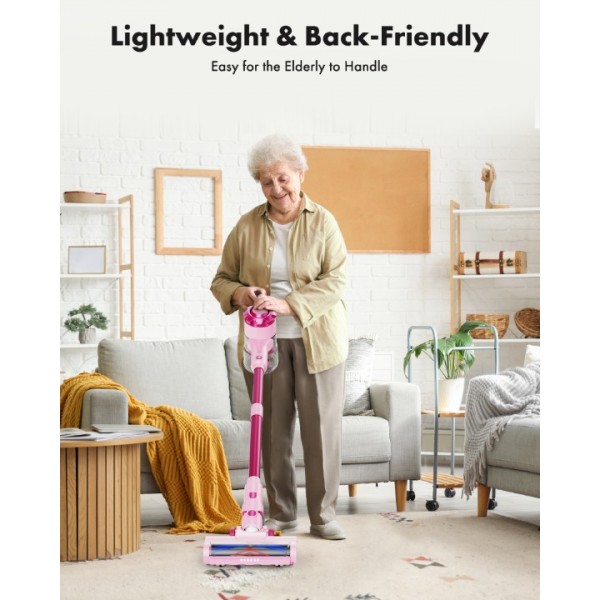 Trucozie 8-in-1 Lightweight Stick Vacuum with 45mins Runtime (Pink)