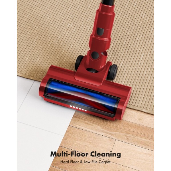 Trucozie 8-in-1 Lightweight Stick Vacuum with 45mins Runtime (Red)