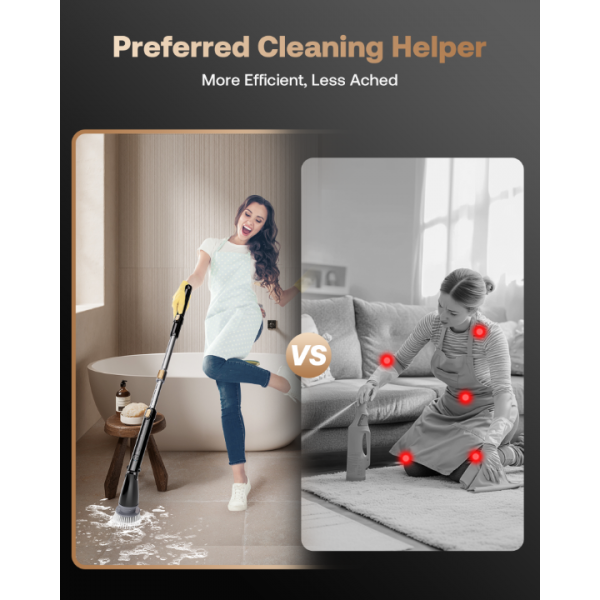 Trucozie Electric Spin Scrubber, Shower Scrubber Cordless with 6 Replacement Head(Black)