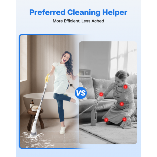 Trucozie Electric Spin Scrubber, Shower Scrubber Cordless with 6 Replacement Head(White)